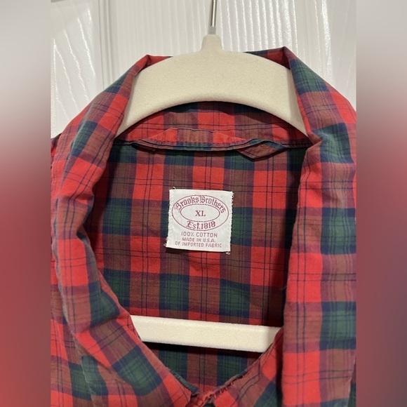 Vintage Brooks Brothers Red and Green Plaid Men's Pajamas in Size XL - Picture 2 of 11
